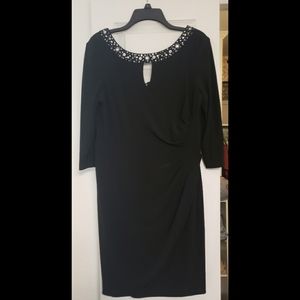 Beaded Neck Black Dress